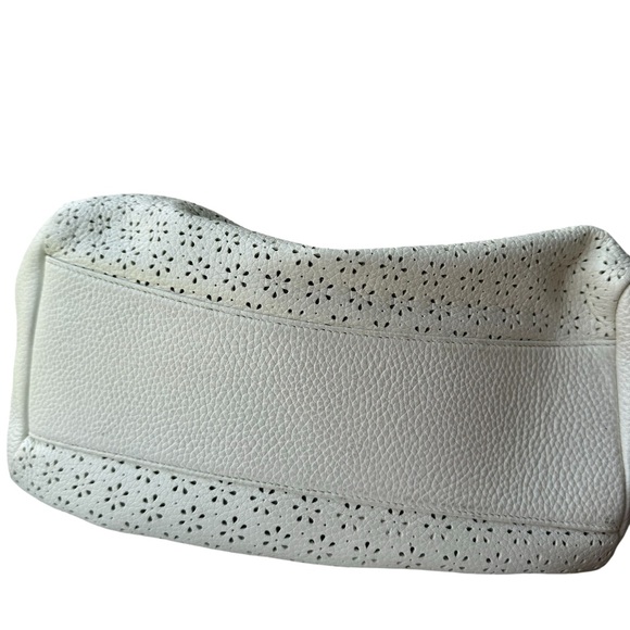 Brighton Perforated White Leather Bag with Heart Charm Dust Cover Included - Picture 6 of 14
